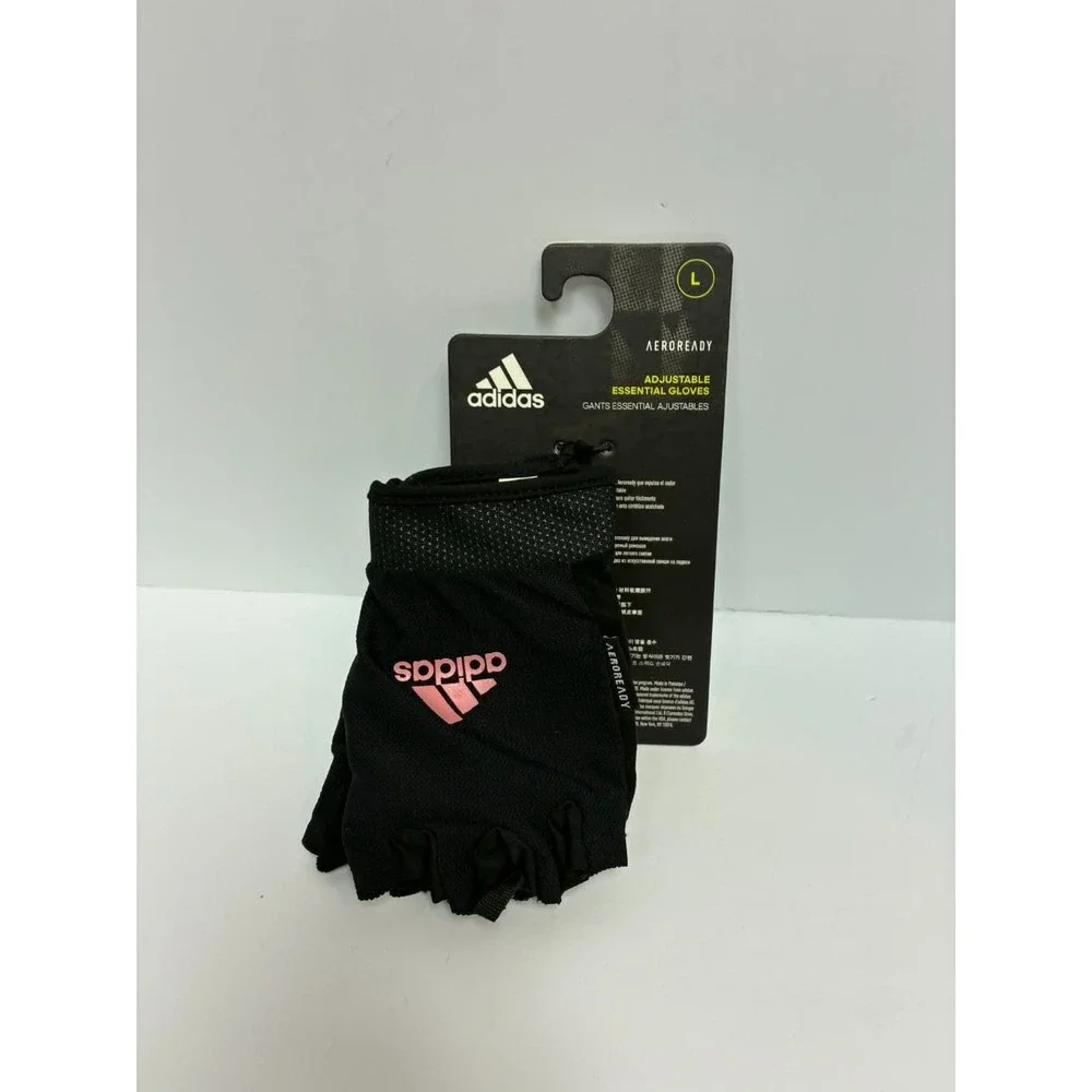 Adidas Essential Adjustable Training Gloves L Black Pink Aeroready Gym Workout F
